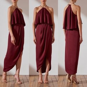 Shona joy burgundy halter drape hi lo dress FINAL PRICE NO OFFERS CONSIDERED